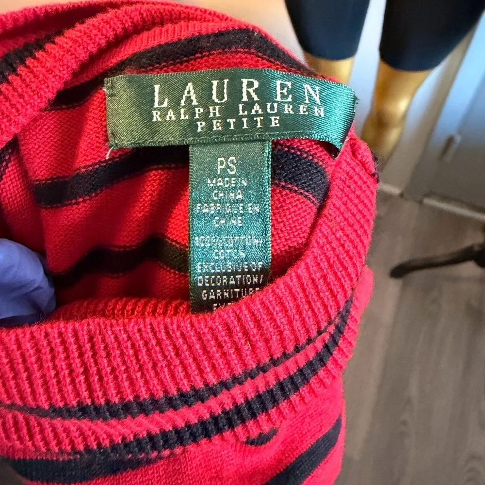 Ralph Lauren Red and Black Striped Sweater